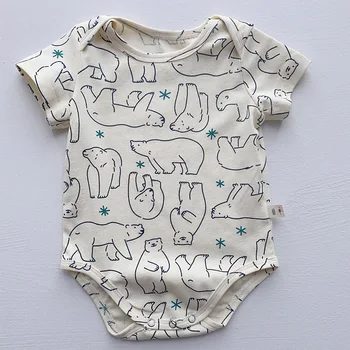 5597B Yenidoğan Giysileri Bebek Bodysuit 2023 Yaz Yeni Tam Karikatür Baskı çocuğun Tek Parça Elbise Rahat Tırmanma Giysileri
