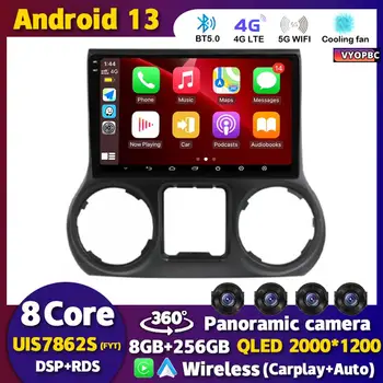 Android 13 Carplay Otomatik WİFİ+4G Jeep Wrangler 3 JK 2010 2011 2012-2018 İçin Araba Radyo Multimedya Oynatıcı GPS 360 Kamera Stereo DSP