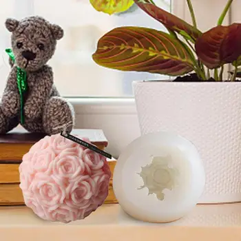3D Gül Topu Mum Kalıpları Estetik masa dekoru Kokulu Mum Alçı Süs Silikon Çiçek Kalıp DIY sevgililer Günü İçin