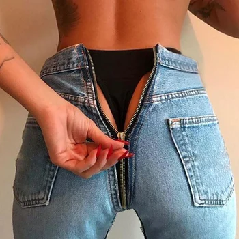 Yeni Moda Yüksek Kaliteli Tasarım Duygusu Seksi High-end Orta bel Geri Fermuar Kalem pantolon kalem pantolon kadın Kot