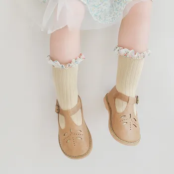 2023 Clibeso Prenses çocuk Mantar Dantel Çorap Çocuklar Kız Over-the-buzağı Çorap Bebekler Diz yüksek Yenidoğan Socken