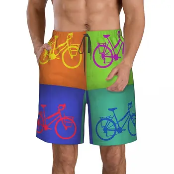 Renkli Vintage Bisiklet erkek Rahat Yürüyüş Şort İpli plaj pantolonları Konfor Düz Ön Şort S