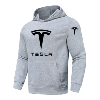 2023 Yeni erkek Kapşonlu Tesla Moda Uzun Kollu Dış Giyim Sonbahar Bahar Rahat Hoodies Polar Sıcak Spor Kalınlaşmak Tişörtü