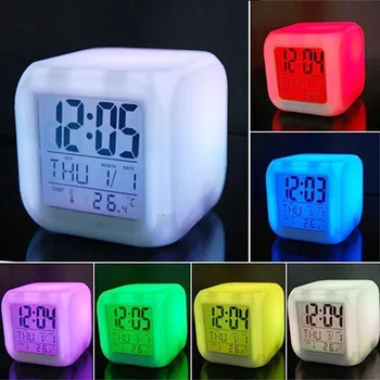 Çok fonksiyonlu LED Gece Lambası 7 Renk Değiştirme dijital alarmlı saat Saat Lambası Uyandırma Başucu Yatak Odası Çocuk Çocuk Tatil Hediye